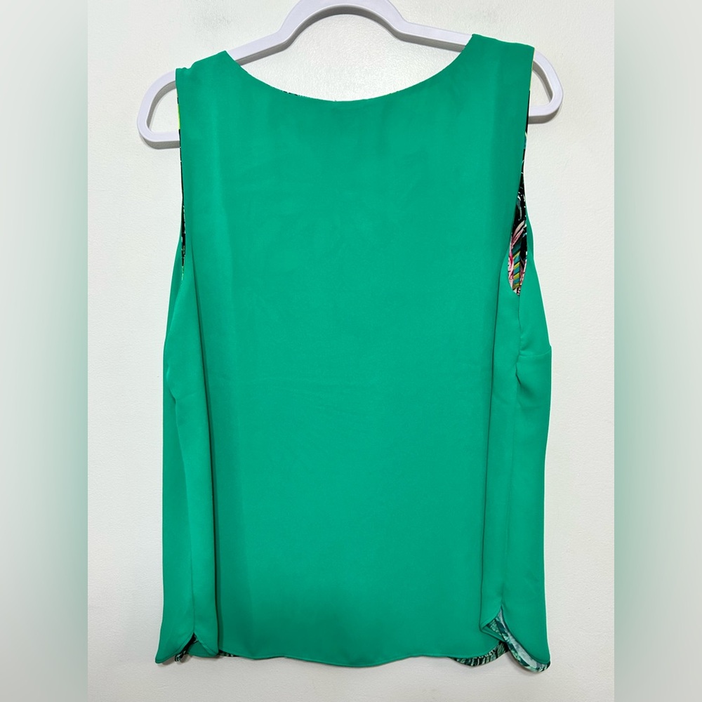 New! Chicos Reversible Rainforest Tropical Jade Layered Sleeveless Blouse - Picture 11 of 15